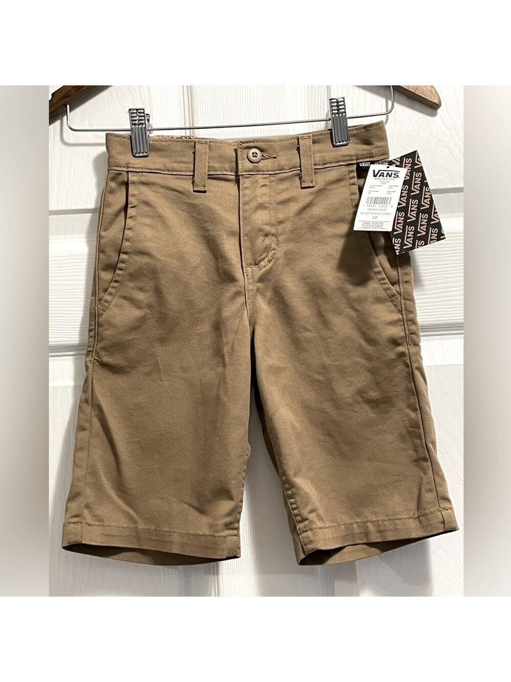 NWT Boys VANS Authenic Chino Shorts Tan Brown size 8 Small 22 NEW